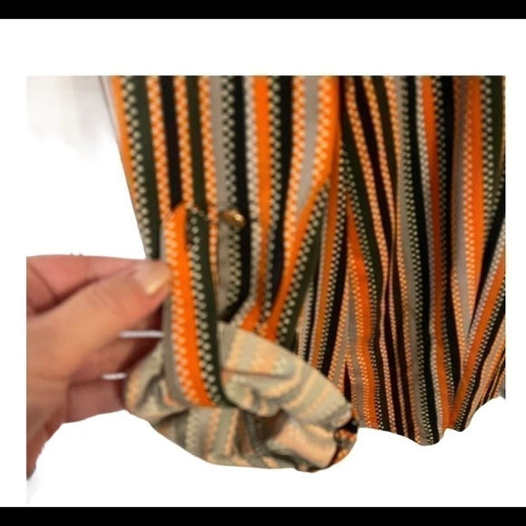 ROBERT LOUIS Striped Zippered Blouse Top Shirt - Picture 7 of 8